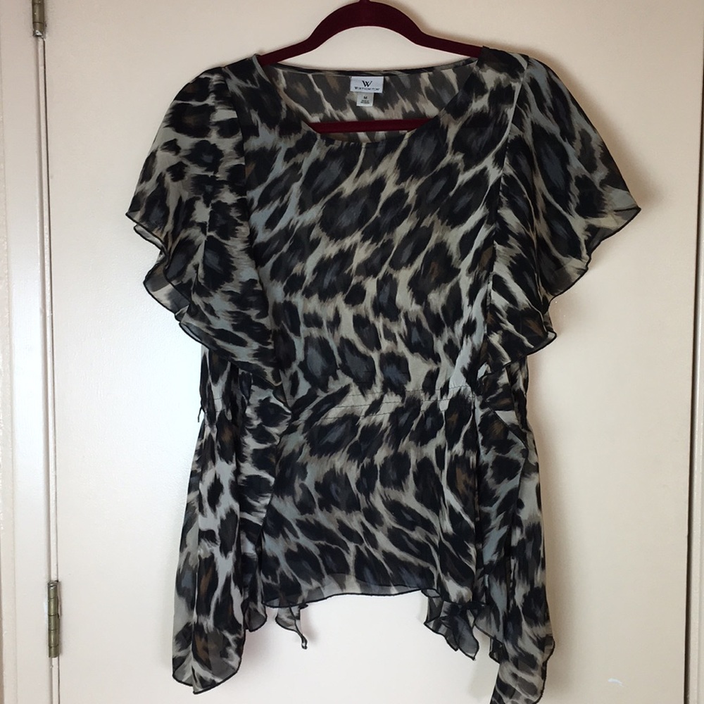 Worthington chiffon animal print blouse, size M!